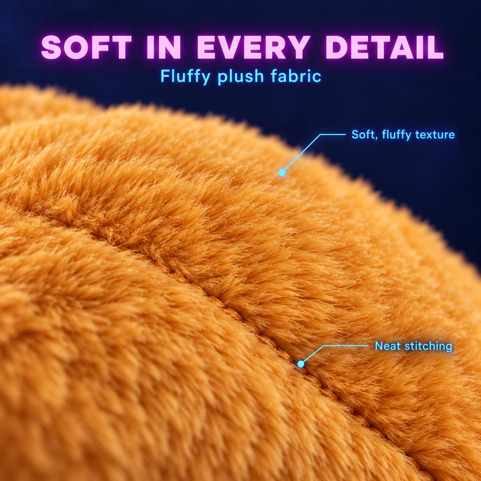 Soft in every detail. Fluffy plush fabric with a soft texture and neat stitching.